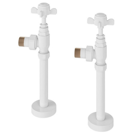 Eastbrook Traditional Gloss White Angled Radiator Valves with Tails