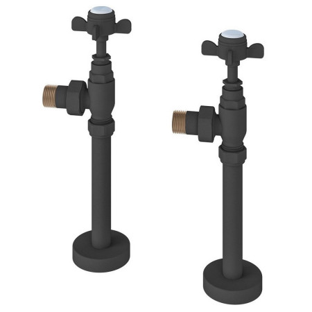 Eastbrook Traditional Matt Anthracite Angled Radiator Valves with Tails