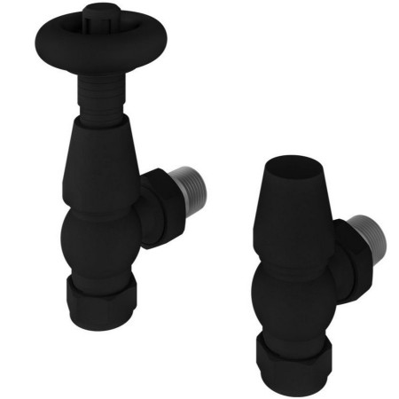 Eastbrook Traditional Matt Black Angled TRV Radiator Valves