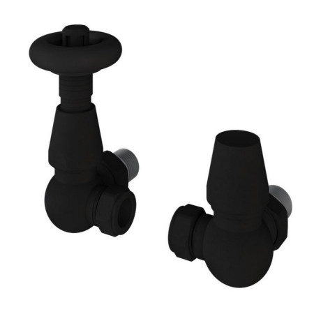 Eastbrook Traditional Matt Black Corner TRV Radiator Valves