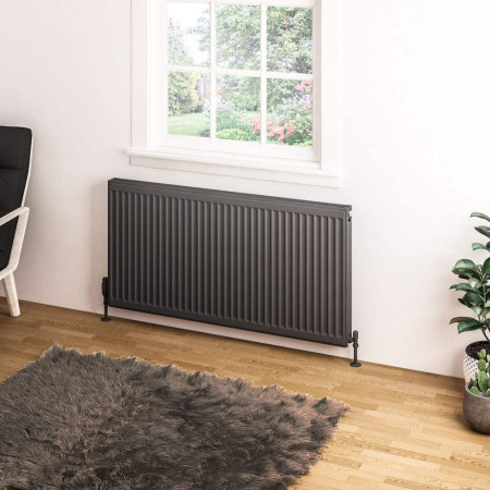 25.0066 Eastbrook Type 11 600 x 1200mm Compact Panel Radiator Matt Anthracite Lifestyle