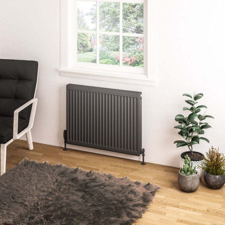 25.0064 Eastbrook Type 11 600 x 800mm Compact Panel Radiator Matt Anthracite Lifestyle