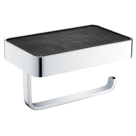 Eastbrook Vercelli Chrome Toilet Roll Holder with Leather Shelf