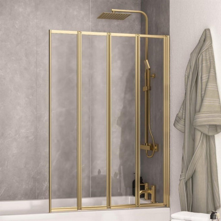 Eastbrook Volente 1000mm Brushed Brass Four Fold Bath Screen