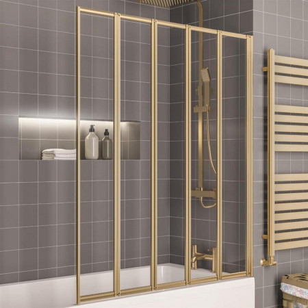 Eastbrook Volente 1250mm Brushed Brass Five Fold Bath Screen