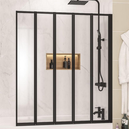 Eastbrook Volente 1250mm Matt Black Five Fold Bath Screen