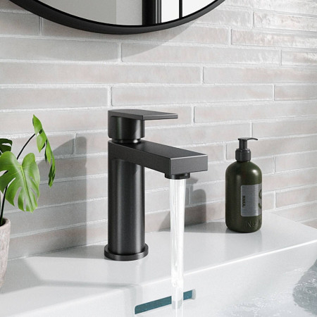 93.1036 Eastbrook Westbury Matt Black Basin Mixer with Waste Lifestyle