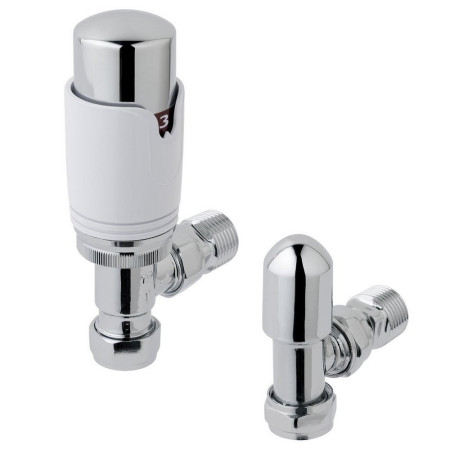 Eastbrook White and Chrome Angled 15mm Thermostatic Radiator Valves