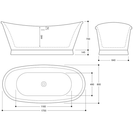 EA107MT Elementa Ayda 1750 x 800mm Metal Double Ended Freestanding Bath (2)