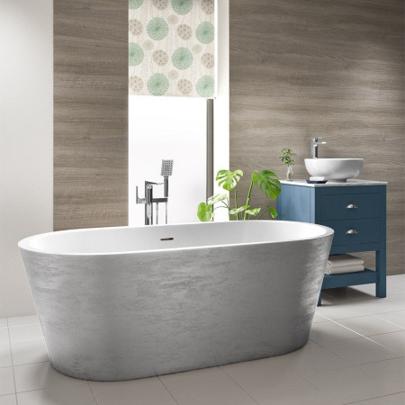 EA103SV Elementa Blair 1495 x 745mm Silver Freestanding Bath (3)