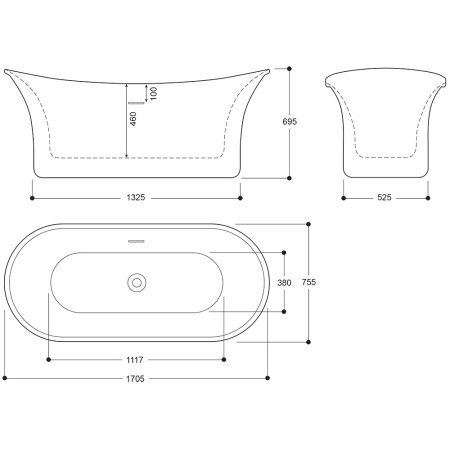 EA105GO Elementa Nereda 1705mm Gold Freestanding Bath (2)
