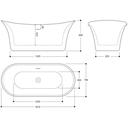 EA104SV Elementa Nereda 1810mm Silver Freestanding Bath (2)