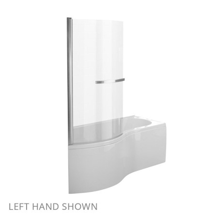 Essential Hampstead 1700mm P Shape Shower Bath inc Bath Screen Left Hand