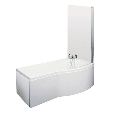 Essential Hampstead 1700mm P Shape Shower Bath inc Bath Screen Right Hand