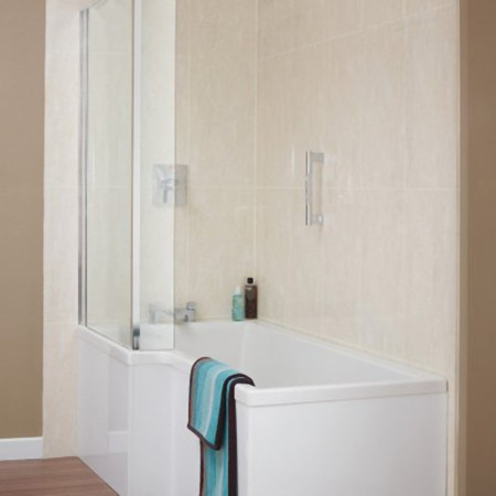 Essential Kensington 1700mm Square Shower Bath inc Bath Screen Left Hand