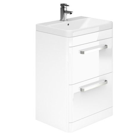 EFP400WH Essential Vermont 600mm Gloss White Vanity Unit with 2 Drawers (1)