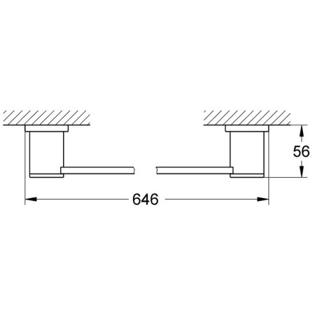 40341000 Grohe Allure Chrome 600mm Towel Rail Line Drawing