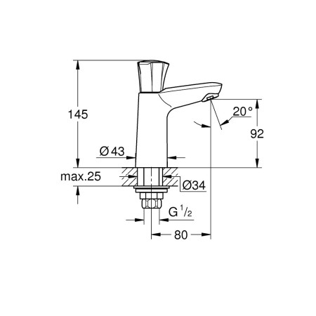 20186001 Grohe Costa L Chrome Single Knob Basin Tap (2)