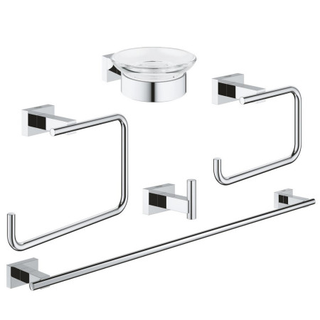40758001 Grohe Essentials Cube Chrome 5 in 1 Bathroom Accessories Set (1)
