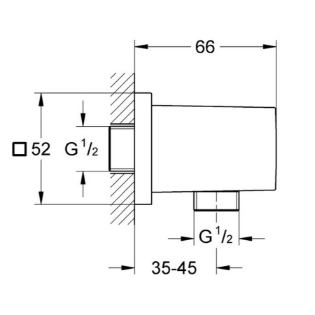 27704000 Grohe Euphoria Chrome Cube Shower Outlet Elbow Line Drawing