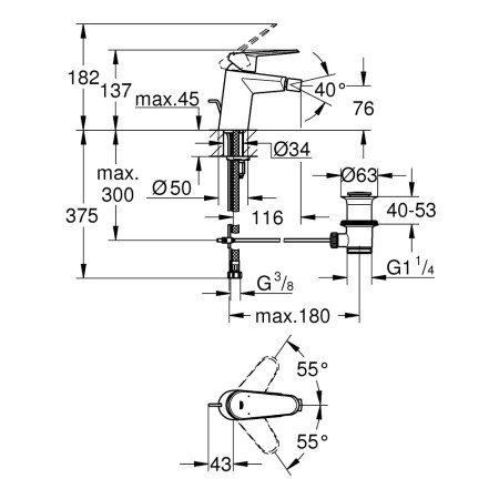 33244002 Grohe Eurodisc Cosmopolitan Chrome Bidet Mixer (2)
