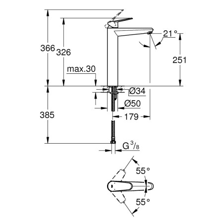 23432000 Grohe Eurodisc Cosmopolitan Chrome XL Tall Basin Mixer (2)