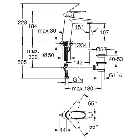 23448002 Grohe Eurodisc Cosmopolitan M Sized Basin Mixer & Waste (2)