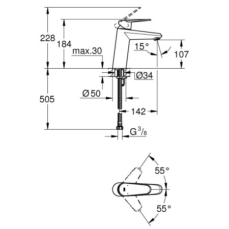 23449002 Grohe Eurodisc Cosmopolitan M Sized Chrome Basin Mixer (2)