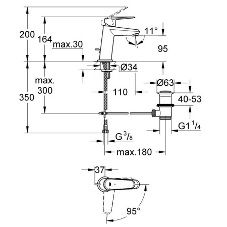 2338920E Grohe Eurodisc Cosmopolitan S Sized 28mm Basin Mixer (2)