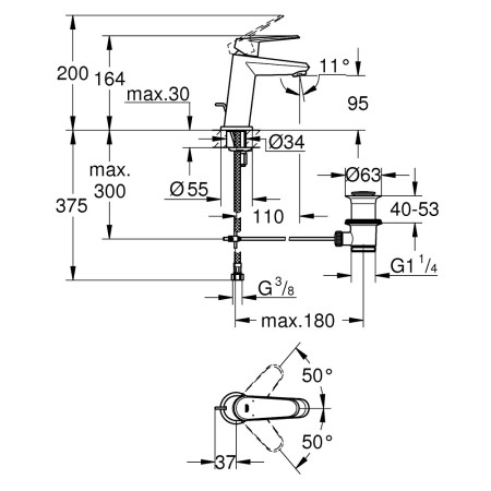 23049002 Grohe Eurodisc Cosmopolitan S Sized Chrome Basin Mixer (2)
