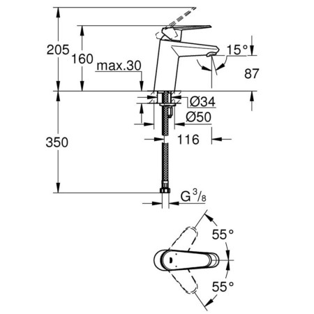 3246920E Grohe Eurodisc Cosmopolitan Single Lever Chrome Basin Mixer (2)