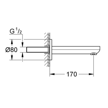 13261000 Grohe Eurosmart Cosmopolitan Chrome Bath Spout Line Drawing