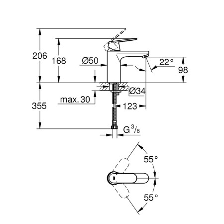 23327000 Grohe Eurosmart Cosmopolitan M Size Chrome Basin Mixer (3)