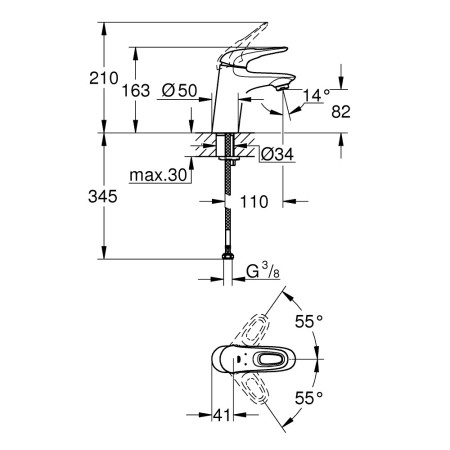 32468003 Grohe Eurostyle 2015 S-Size Chrome Basin Mixer (2)