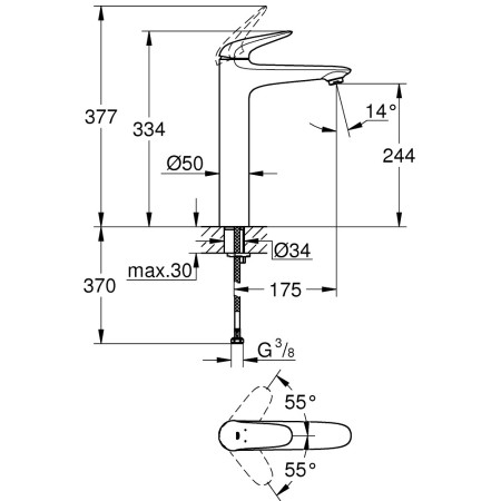 23719003 Grohe Eurostyle Chrome XL Tall Basin Mixer (2)
