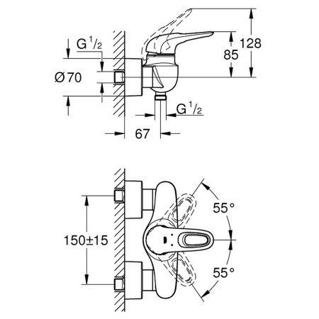 33590LS3 Grohe Eurostyle Cosmopolitan Moon White Exposed Shower Mixer (2)