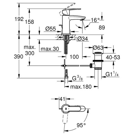 2338720E Grohe Eurostyle Cosmopolitan S Sized Chrome 28mm Basin Mixer (2)