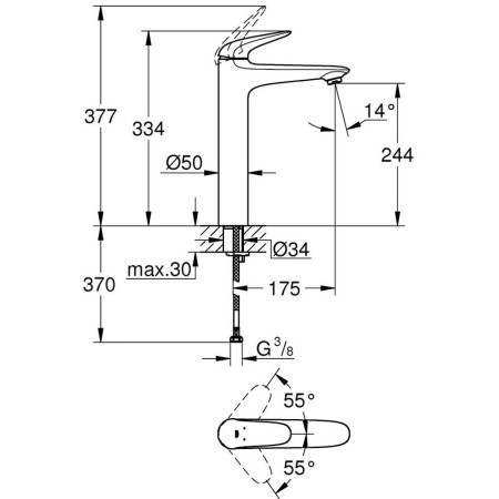 23719LS3 Grohe Eurostyle Moon White XL Tall Basin Mixer (2)