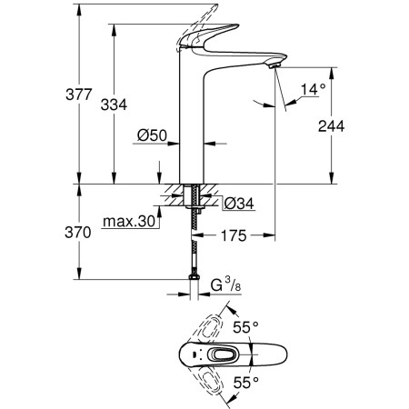 23570LS3 Grohe Eurostyle XL-Size Moon White Tall Basin Mixer (2)