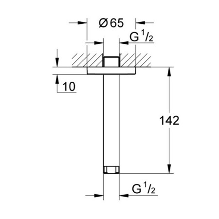 28724000 Grohe Rainshower 142mm Chrome Ceiling Shower Arm (2)