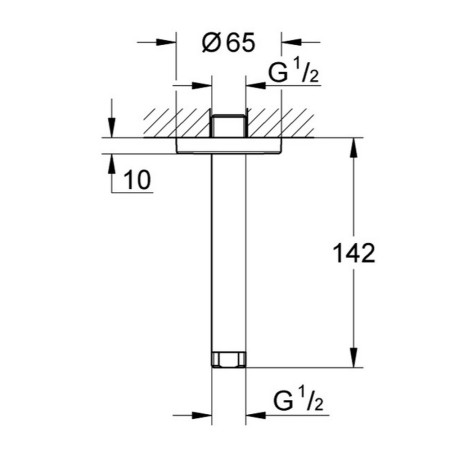 28724LS0 Grohe Rainshower 142mm White Ceiling Shower Arm (2)