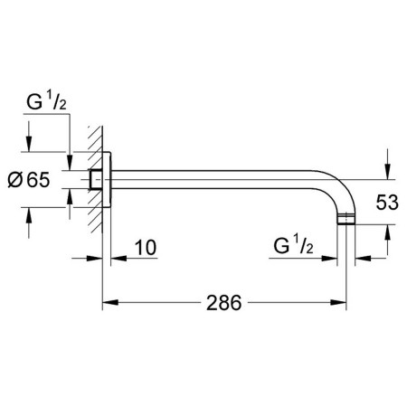 28576000 Grohe Rainshower 286mm Chrome Shower Arm (2)