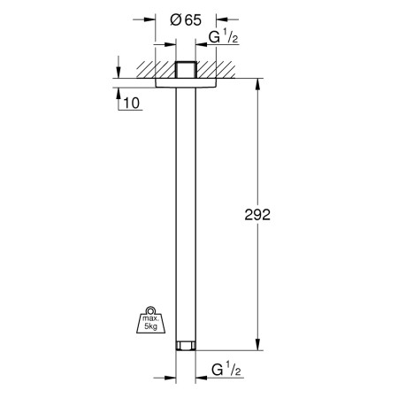 28497000 Grohe Rainshower 292mm Chrome Ceiling Shower Arm (2)