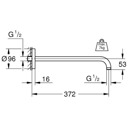 28982000 Grohe Rainshower 372mm Chrome Shower Arm (2)