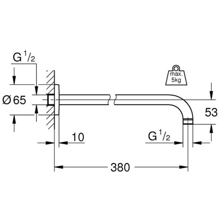 28361000 Grohe Rainshower 380mm Chrome Shower Arm (2)