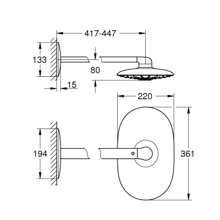 26254000 Grohe Rainshower Duo 360 Chrome Shower Head Set (2)