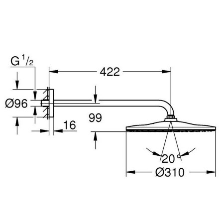 22121KF0 Grohe Rainshower Mono 310 Black Shower Head Set (5)