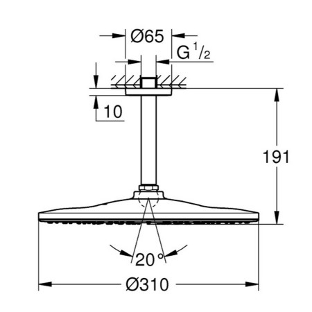 26560000 Grohe Rainshower Mono 310 Chrome Shower Head Ceiling Set (3)