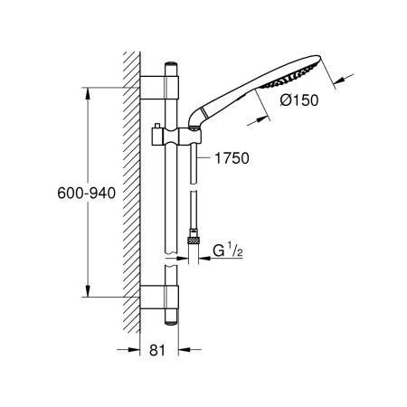 27273001 Grohe Rainshower Solo 150 Shower Rail Set (4)