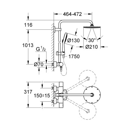 27967000 Grohe Rainshower System 210 Thermostatic Shower System (2)